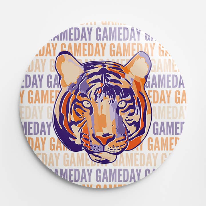Thanks For Everything - Wholesale Lapel Pin/Button - Tiger Gameday Button (orange&purple)0
