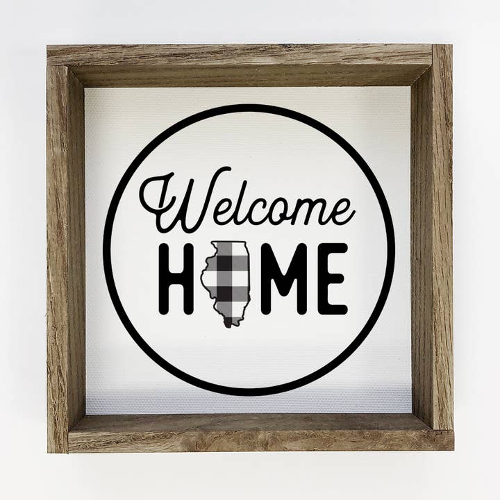 Welcome Home Illinois Buffalo Plaid, targa in tela per la vendita all'ingrosso da parte di Hangout Home