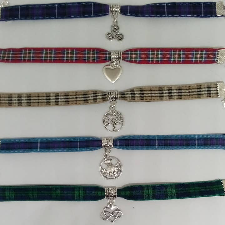 Three Little Pirates - Wholesale Charm/Dangle Bracelet - Scottish tartan bracelets with dangly celtic style charms