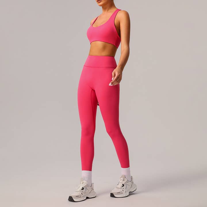 Sodalemon - Wholesale Activewear Set - Women's - U-Shaped Sports Bra High Stretch Sports Leggings 2-Piece Set2