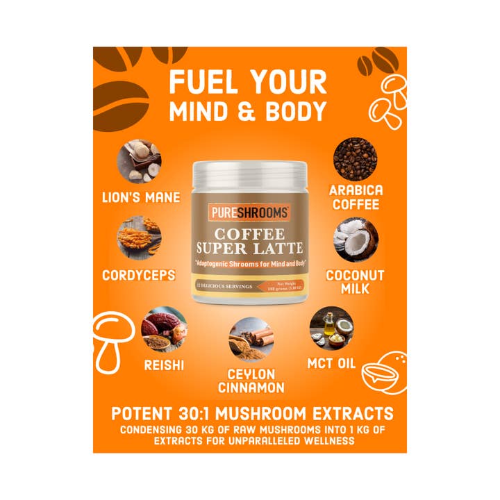 PureShrooms Inc. – wholesale Protein-/superfoodpulver – Kaffe Super Latte 108g 12 portioner1