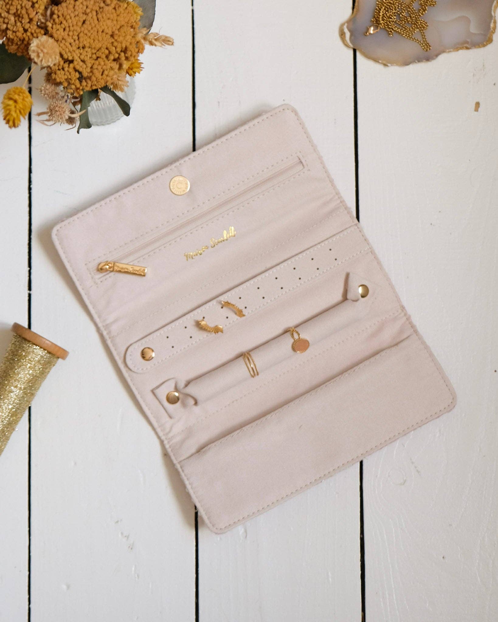 Maison Scarlett - Vente Boîte/rangement à bijoux - Pochette à bijoux Catherine en pied de poule1