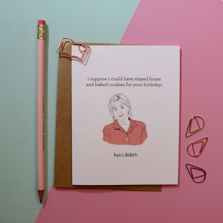 The Card Bureau - Wholesale Birthday Card - Hillary Clinton Baking Cookies Birthday Card