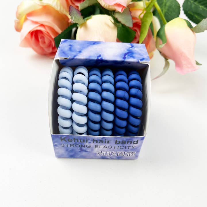 SoapElenGlen - Wholesale Hair Tie - Matte Multicolor Boxed Phone Cord Hair Tie