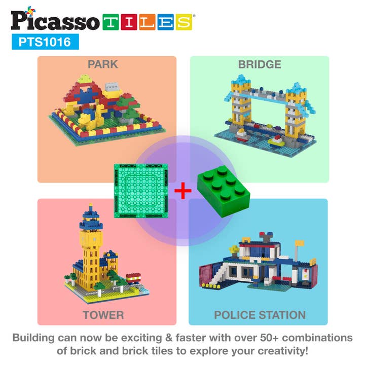 PicassoTiles - Wholesale Building Set - Kids - 1016 Piece Magnetic Brick Tiles & Bricks