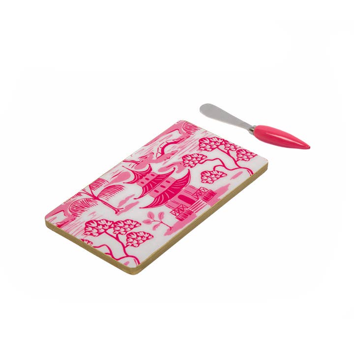 Kyoto Pagoda Amelia Cutting Board Set - White & Pink for wholesale on Faire