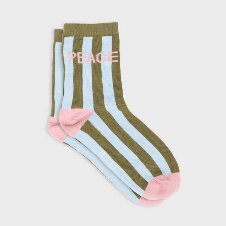 Striped Combed Cotton Socks - Peace for wholesale by BILLYBELT