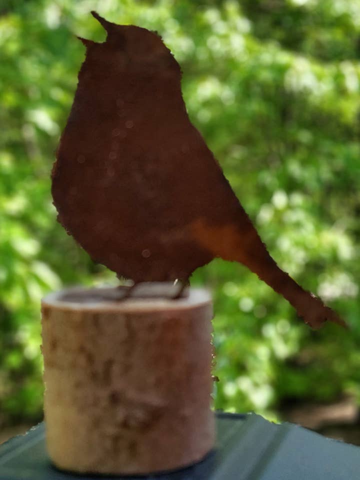 Assorted Small Rusty Metal Wild Birds on a Limb for wholesale by Flying Heart Threads