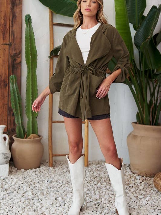 JADE BY JANE - Wholesale Jacket - Women's - PLUS SIZE 3/4 SLEEVE LIGHTWEIGHT OPEN FRONT HOODED JACKET6