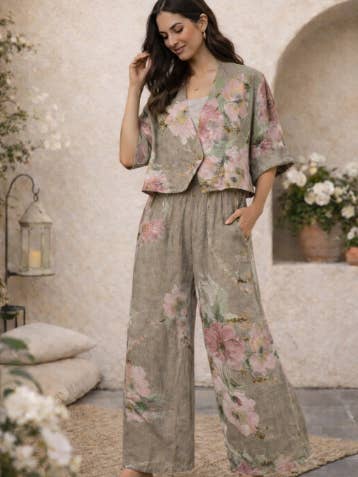 Cardigan in lino floreale per la vendita all'ingrosso da parte di Marisima by Urban Mangoz