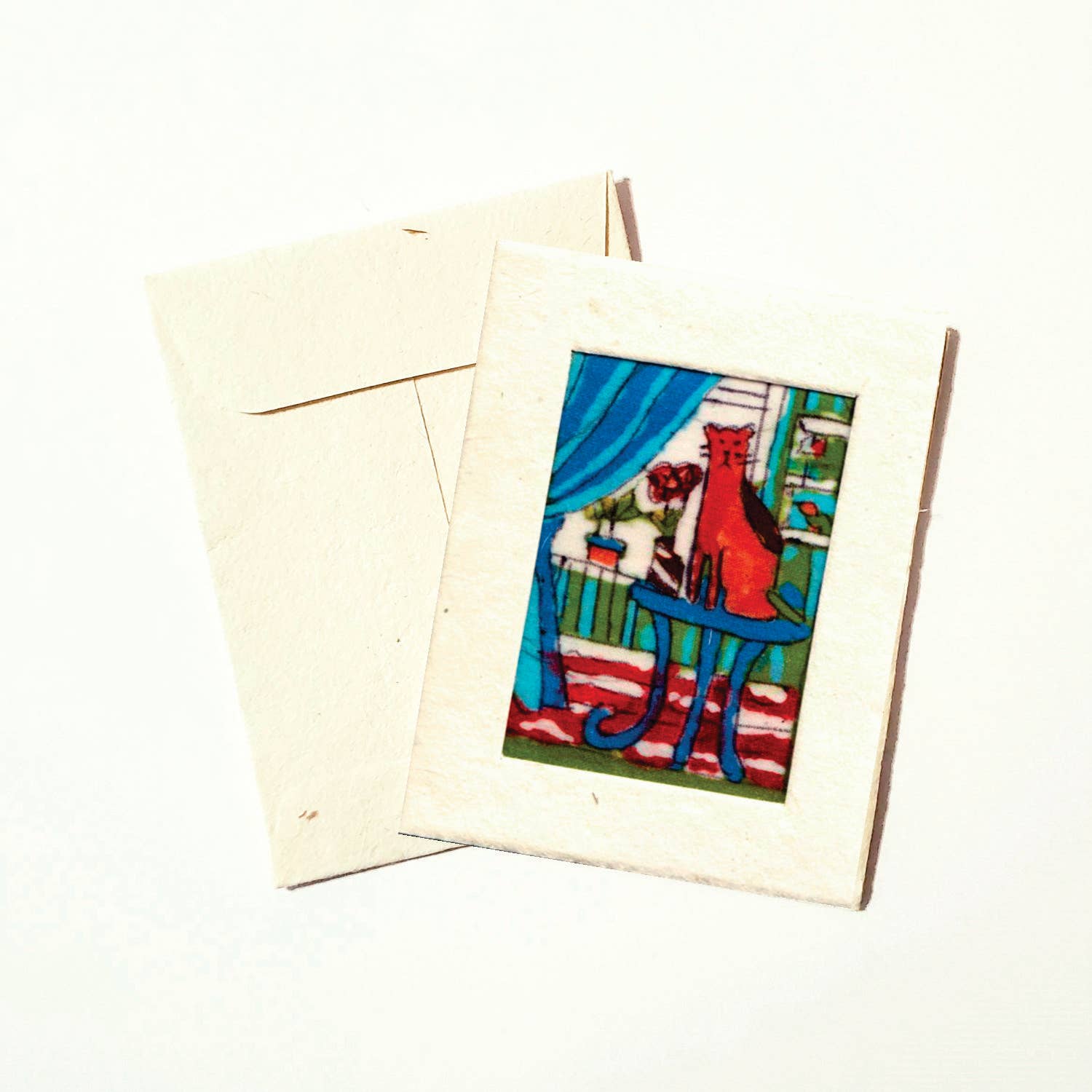 Eclectic Woodchuck - Vente Carte de vœux classique - Mini carte Batik Cat3