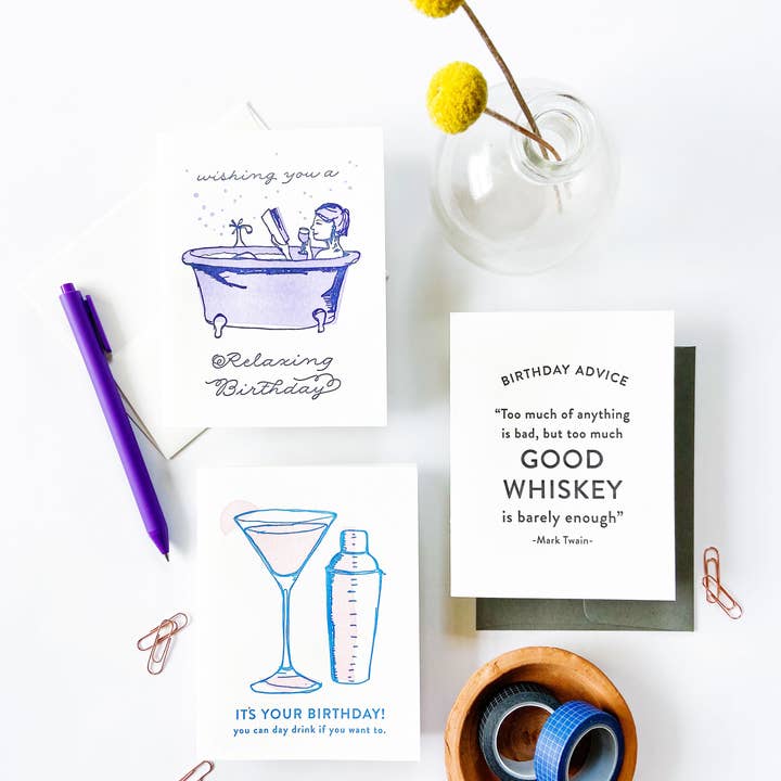 Steel Petal Press - Wholesale Birthday Card - Birthday Whiskey - Letterpress Birthday Greeting Card6
