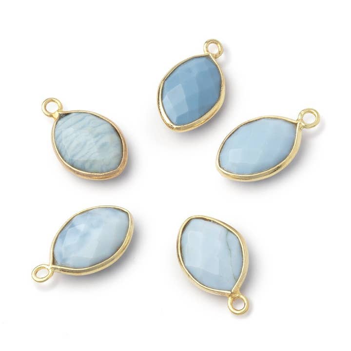 13x9mm Vermeil Bezel Owyhee Denim Opal Faceted Marquise 1 Pendant for wholesale by Beads of Cambay