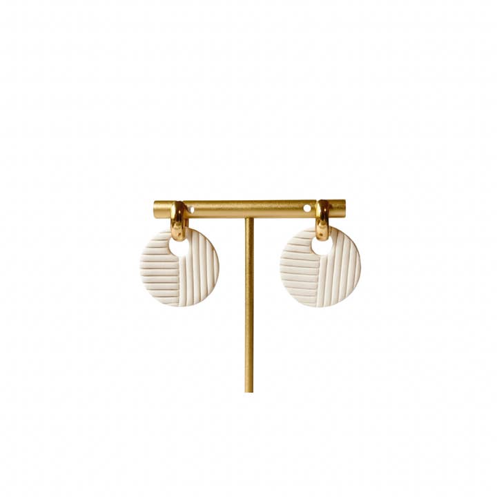 White Textured Clay Hoops | Huggies, Summer Jewelry, Gifts for wholesale by Sweet Tree