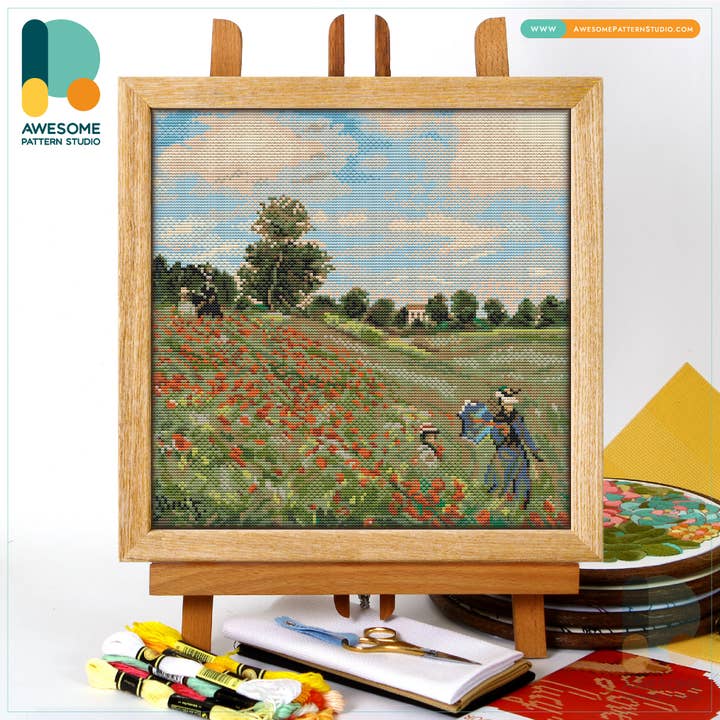 The Poppy Field near CS2917, Counted Cross Stitch Kit for wholesale by Awesome Pattern Studio