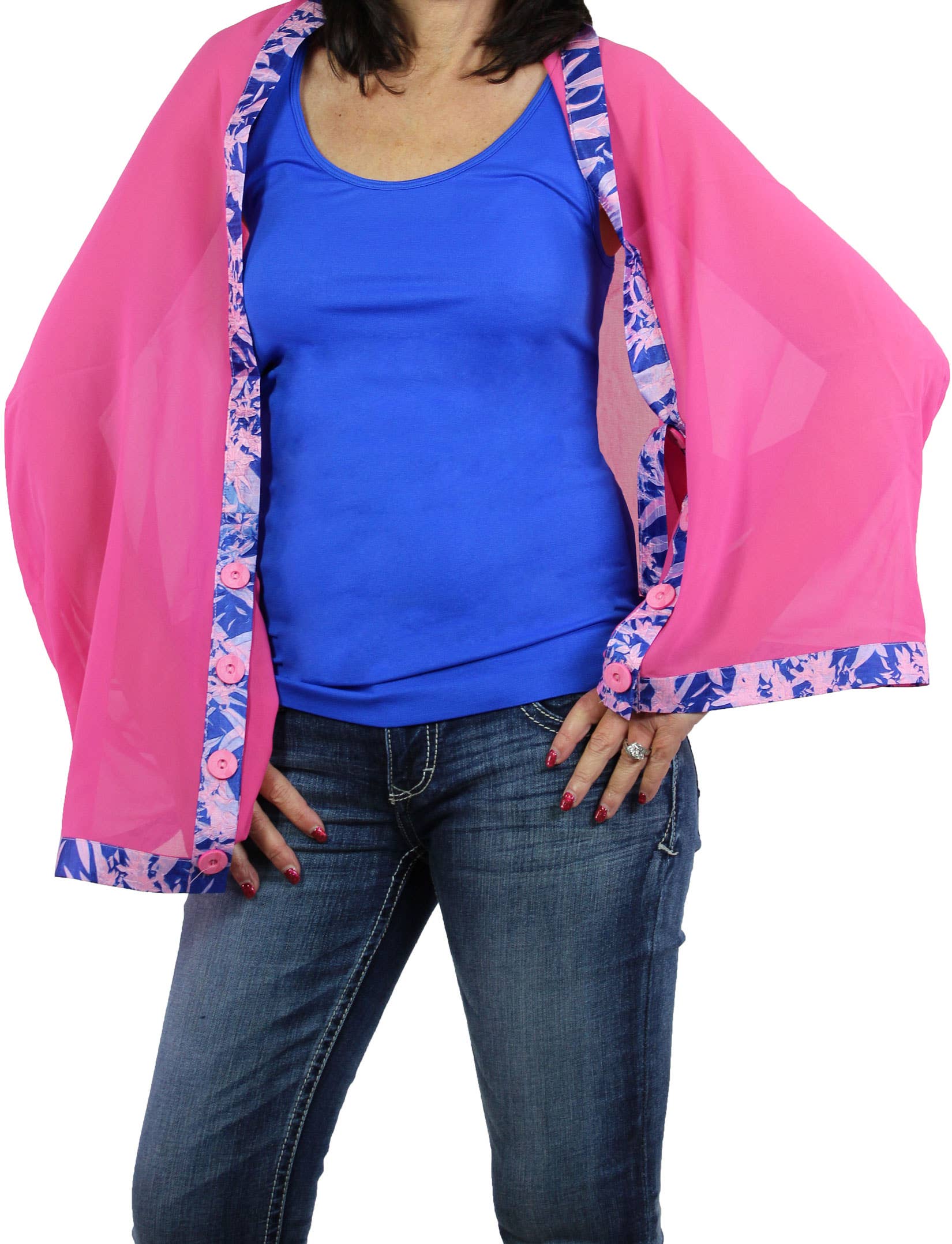 The Magic Scarf Company – wholesale Wrap – Women's – 1036 - Origami Trim Button Shawl/Shrug9