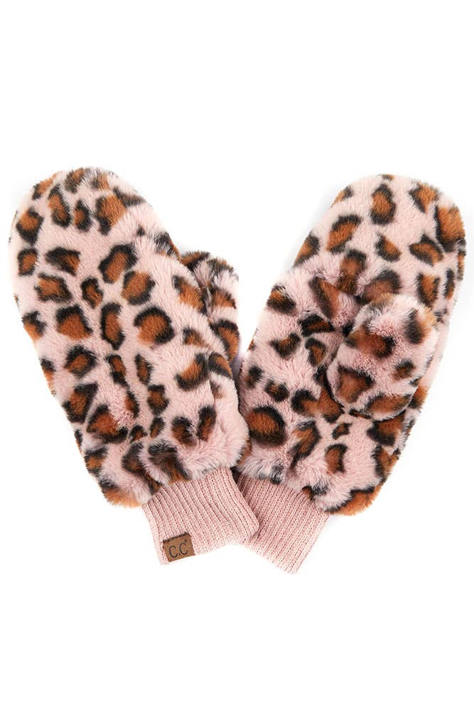 Hana – Engroshandel Vanter - Dame – C.C vanter i imiteret pels med leopardmønster0