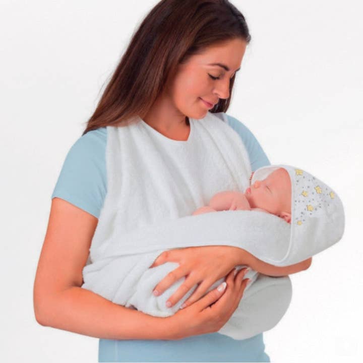 Toalla blanca de felpa con capucha y delantal para bebés para venta al por mayor de Primo Passi