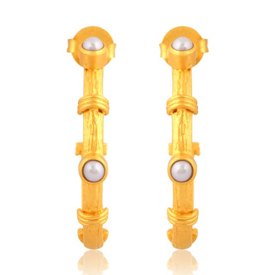 Sparkling Shore Hoop Earrings - Pearl for wholesale by Christina Greene LLC