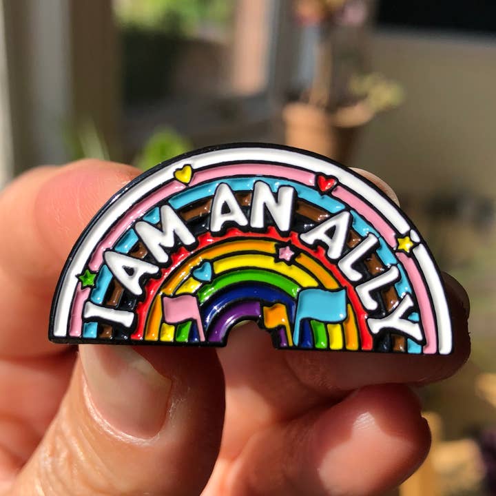 I Am An Ally Enamel Pin Badge for wholesale by Sophie Green Artist