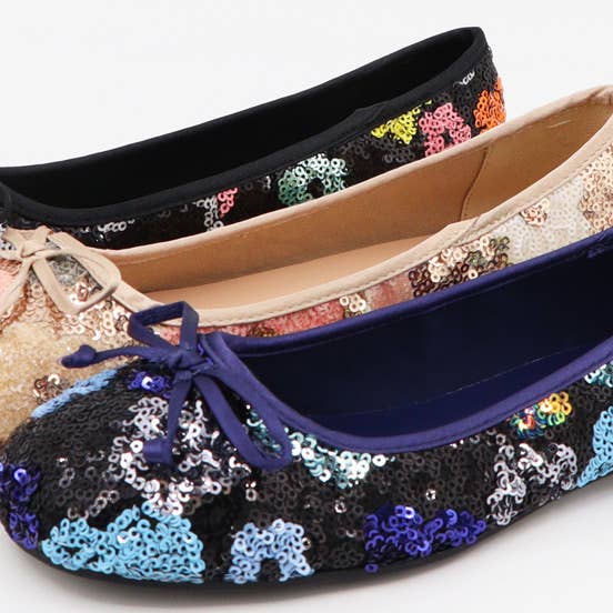 Mars Sky Shoes Wholesale - Wholesale Flats - Women's - Bamboo DANCING-15 Women Multiple Sequince Flower Ballet Flat