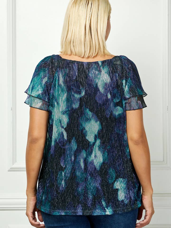 Winslow Collection - Wholesale Blouse - Women's - PLUS SIZE MOONLIGHT GLEAM PLEATED FLUTTER BLOUSE15