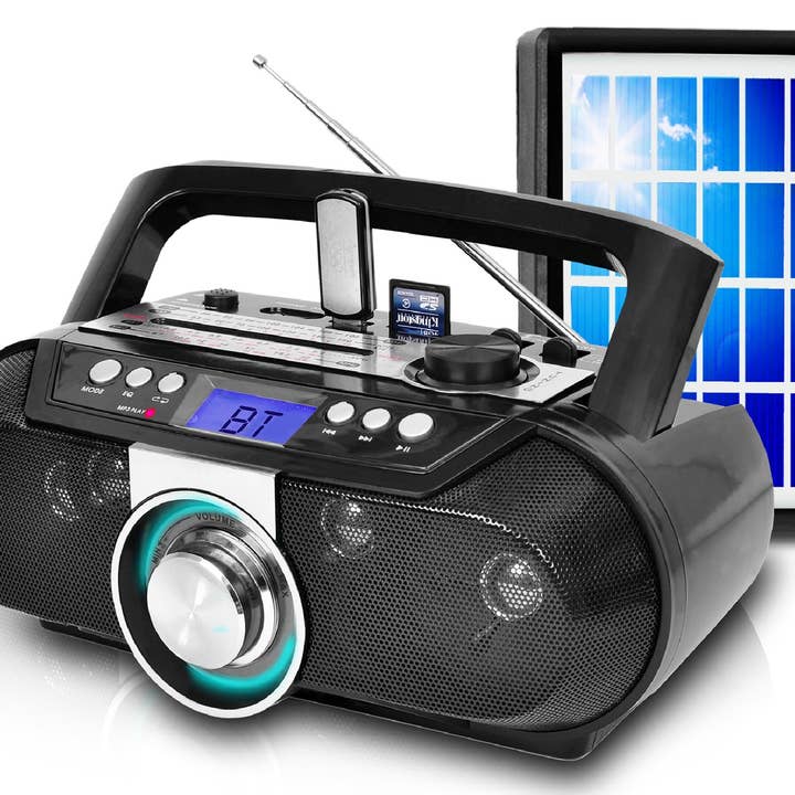 Portable Bluetooth Solar Powered Speaker w Manual Tuner for wholesale by Technical Pro