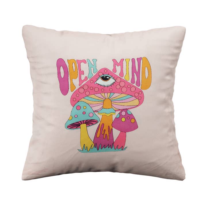 Vrinda - Wholesale Throw Pillow Cover - Open Mind Mushroom Blue Velvet Suede Cushion Cover #170