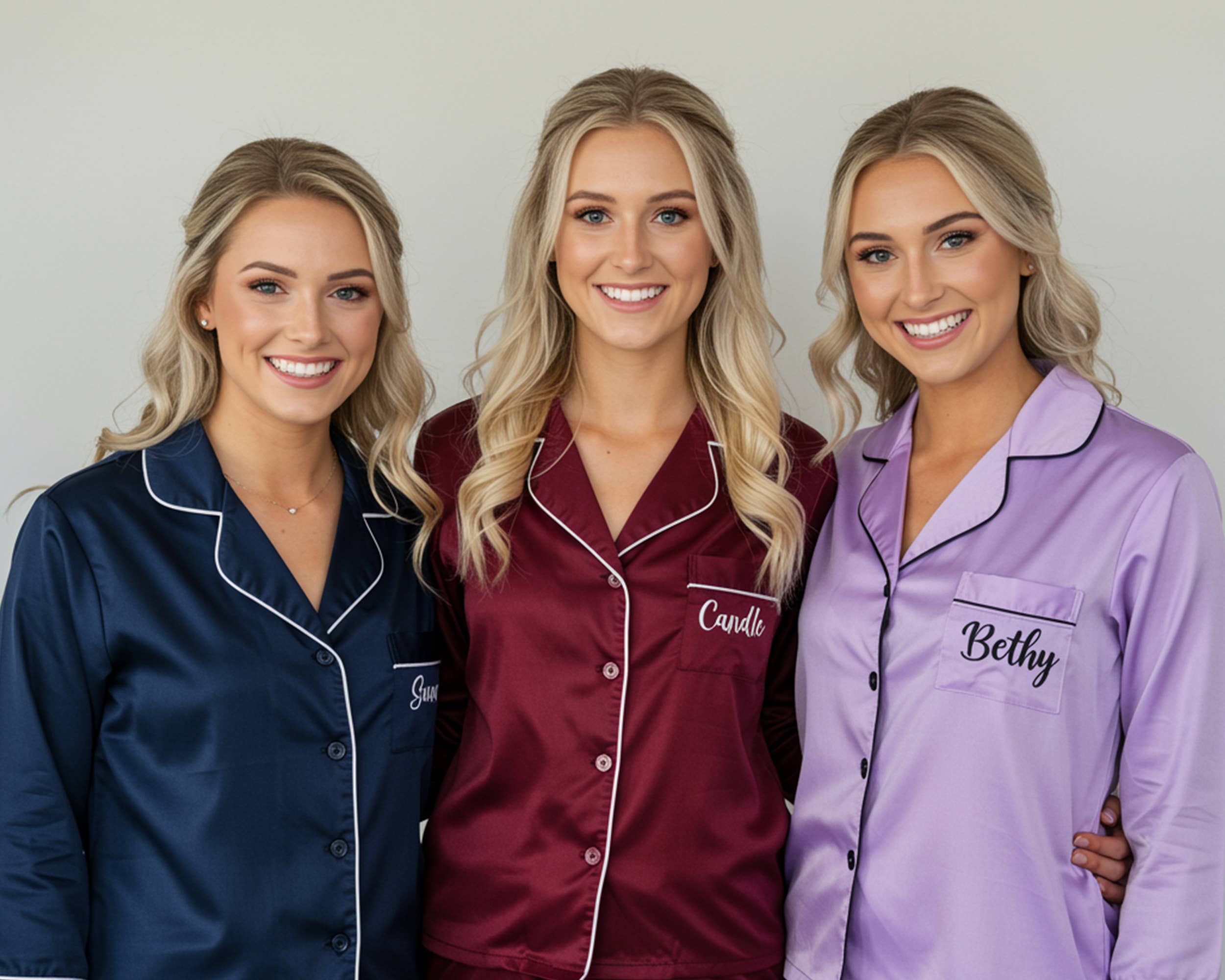 The Blissful - Wholesale Sleepwear Set - Women's - Bridal Pajamas Set Satin Long Pajamas Set0