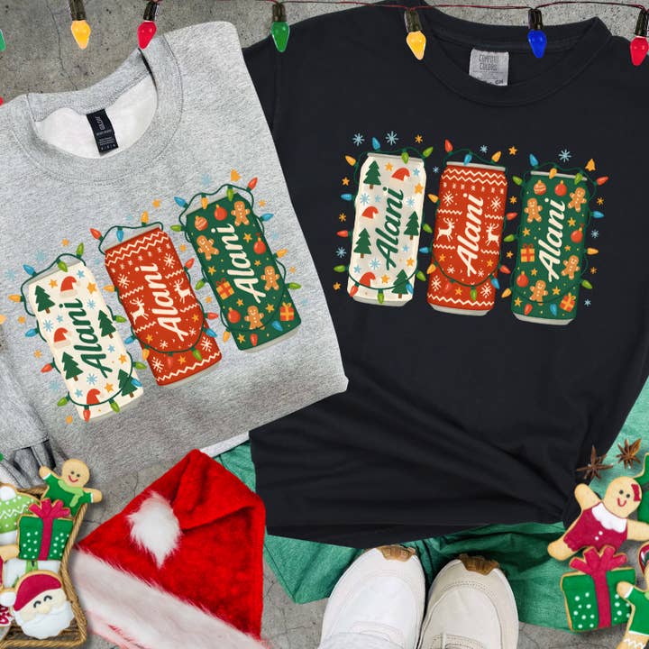 Alani Christmas Cans (Pick Your Style & Color) for wholesale by The Red Rival Wholesale