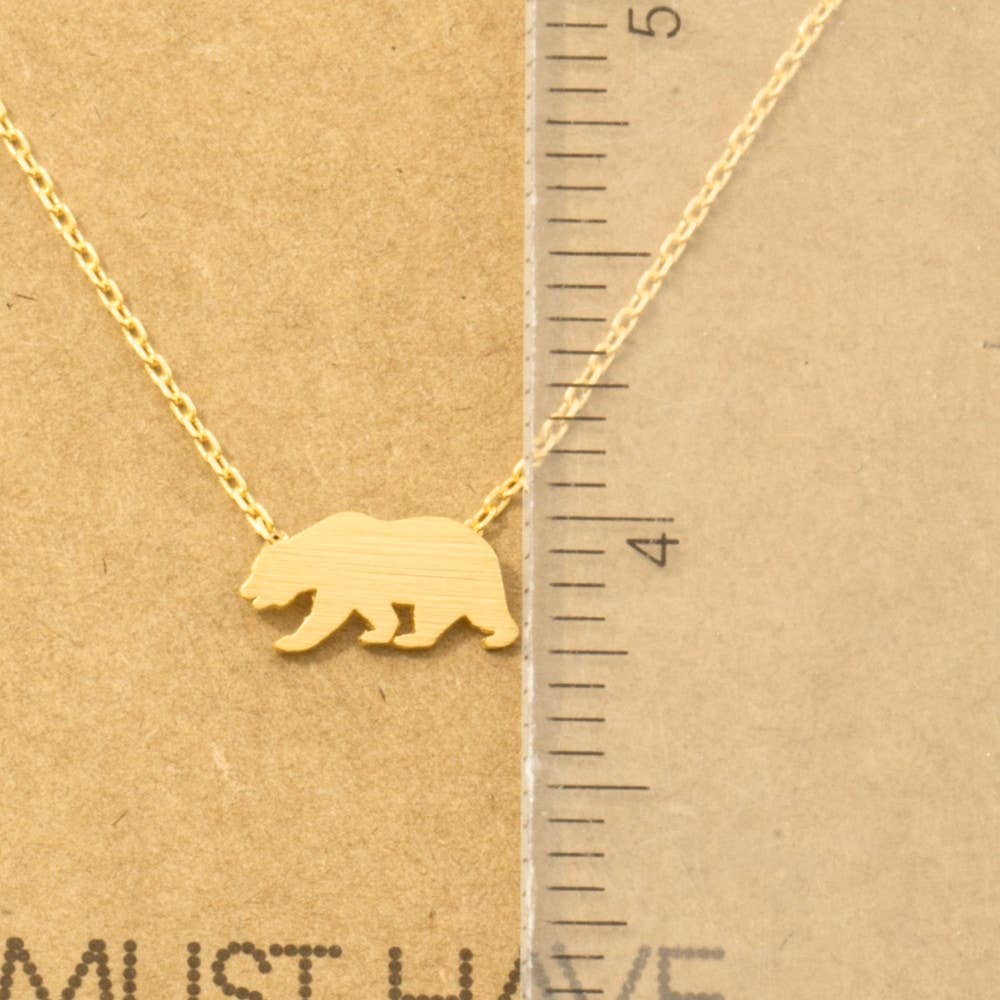 Fame Accessories - Wholesale Pendant/Charm Necklace - Gold Dipped California Bear Pendant Necklace3