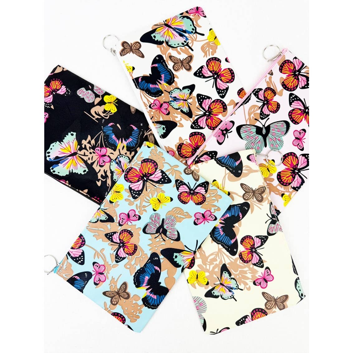 MIX COLOR Colorful Butterfly Theme Coin Purse with Key Ring for wholesale on Faire4