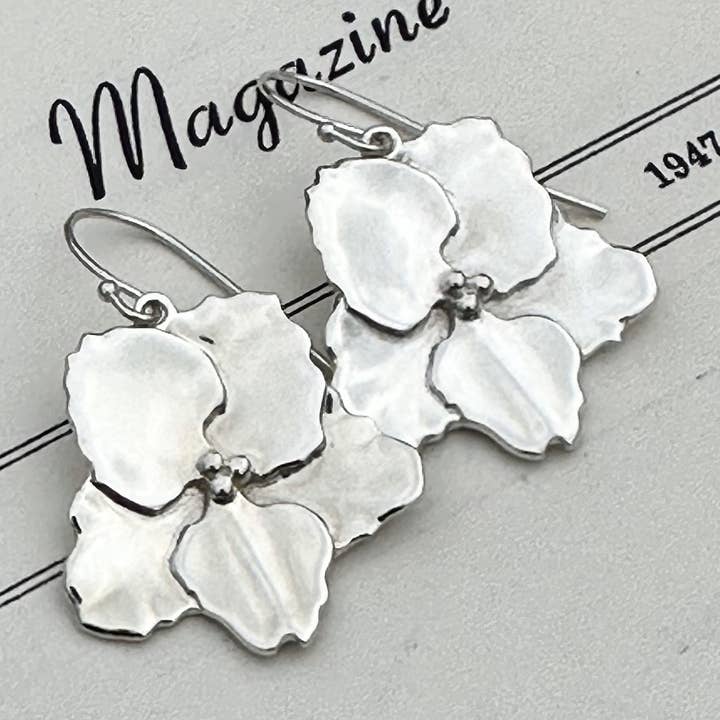 Sterling Silver African Violet Large Bloom Earrings for wholesale by Summer Joy Silver