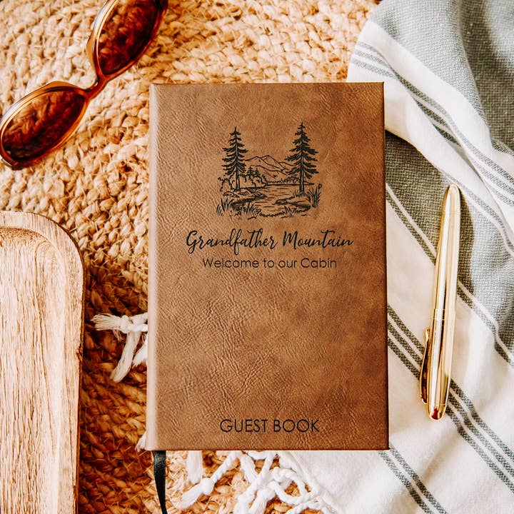 Custom Mountain Cabin Guest Book Journal - Vacation Home for wholesale by The Lillie Pad