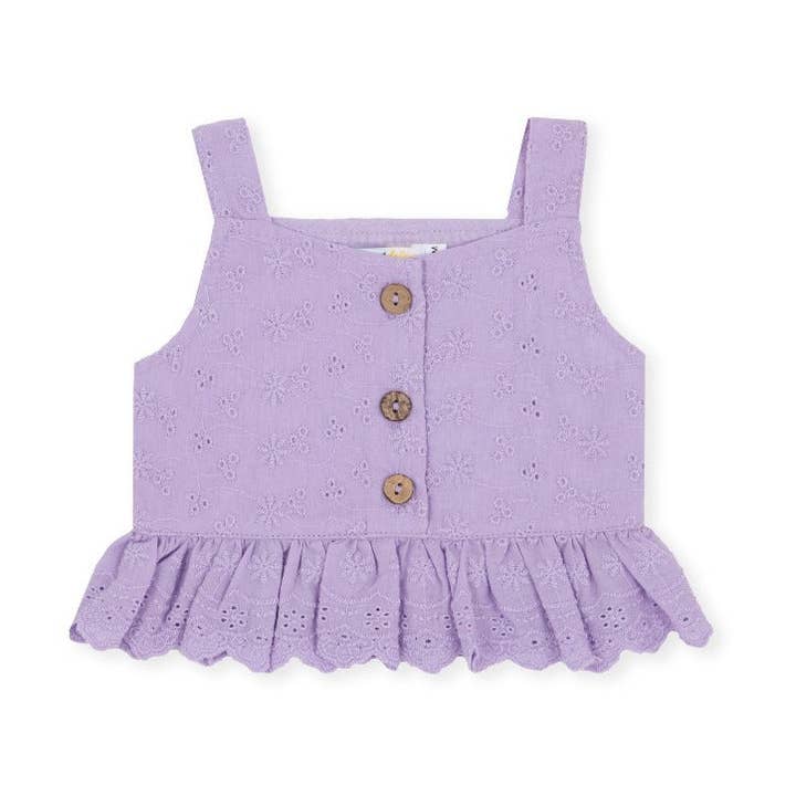 Charlotte Broderie Top - Purple for wholesale by Indigo & Lellow