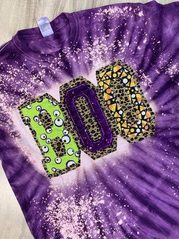 Dubbel gestapeld tie dye BOO shirt voor wholesale door Sew Fancy Designs