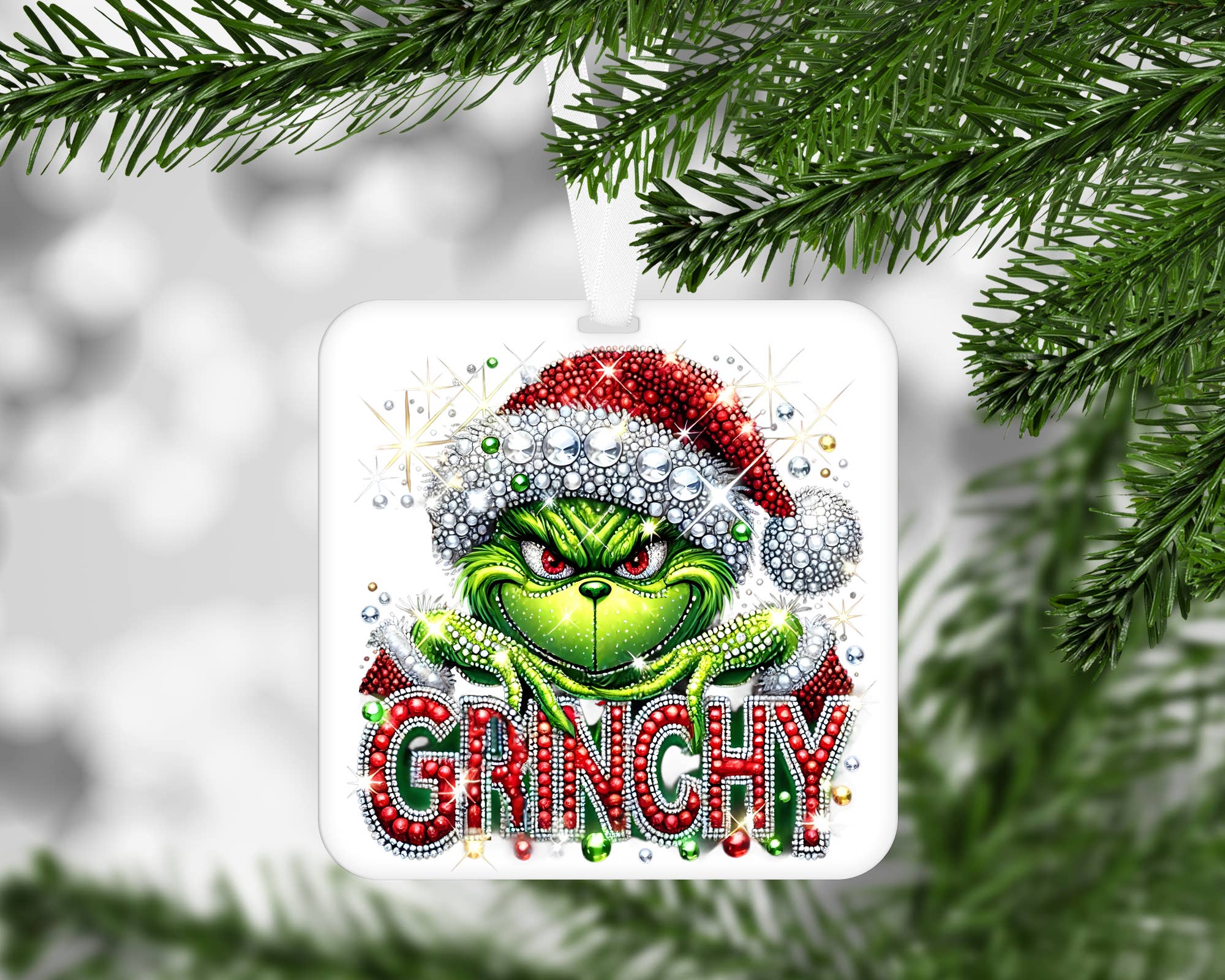 Shades Jewelry & Gifts - Wholesale Ornament - Blingy Green Monster Ornament, Grinchy Ornament, Christmas