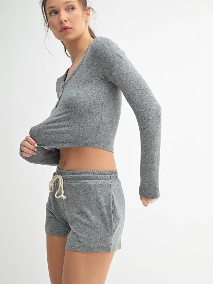 Mono B - Wholesale Knit Top - Women's - Brushed Hacci Button Henley Top1