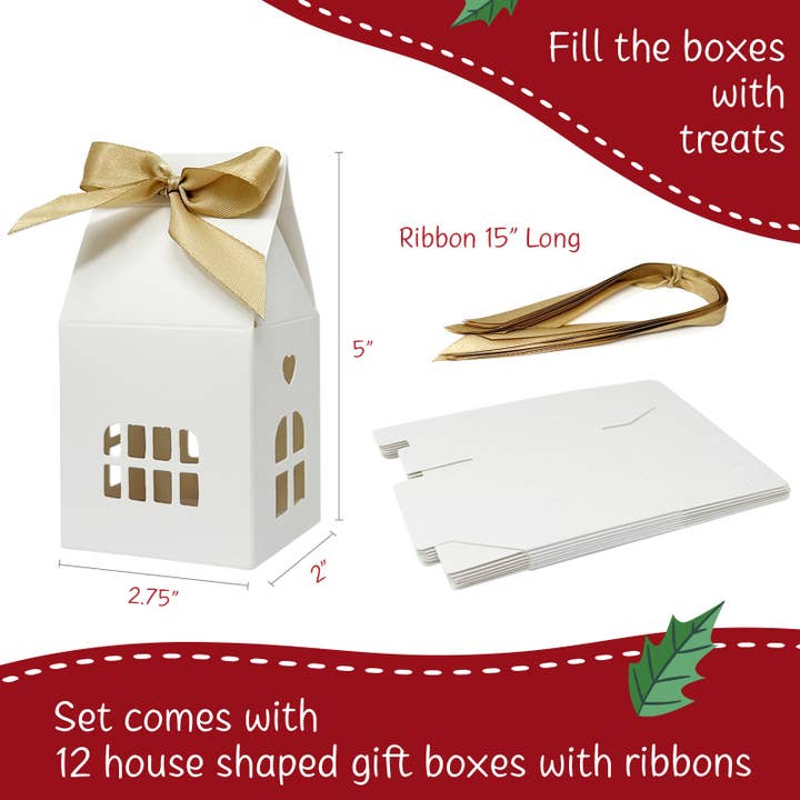 Wrapables.com - Wholesale Gift Box - Wrapables House Shaped Gift Boxes with Ribbons (Set of 12)1