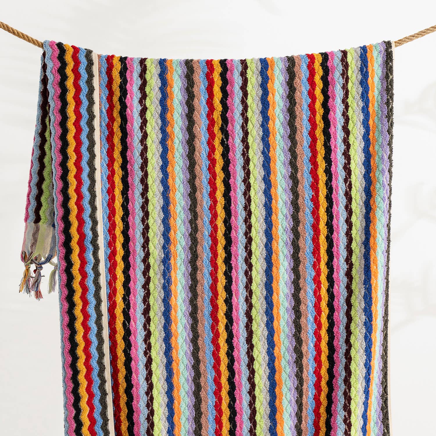 Kikoya - Vendita all'ingrosso Asciugamani da bagno - Asciugamani da bagno turchi a zigzag fatti a mano Pompom Decorazione rustica3