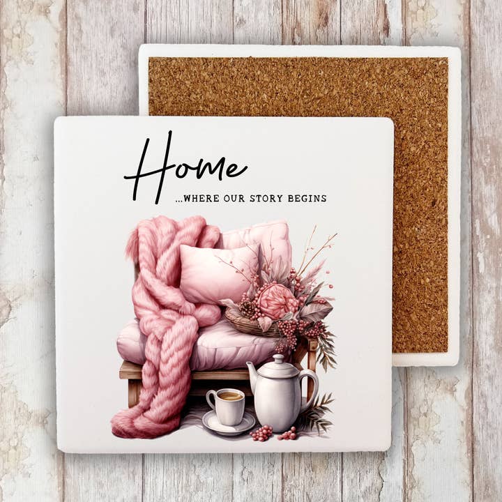 Home where our story begins Stone Coaster for wholesale by Avery Lane Gifts