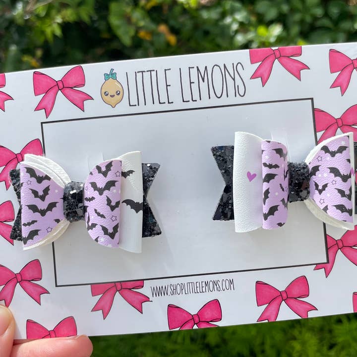 Lazos para el cabello con coletas de murciélago de Halloween para venta al por mayor de little lemons