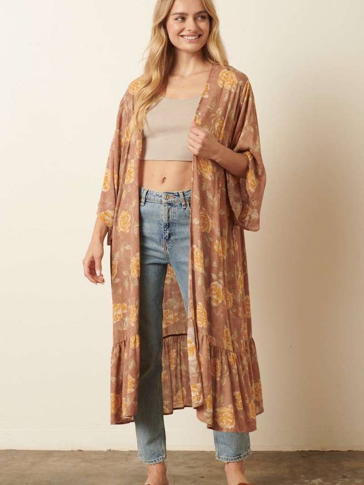 FLOWER PRINT MAXI DUSTER for wholesale by mittoshop