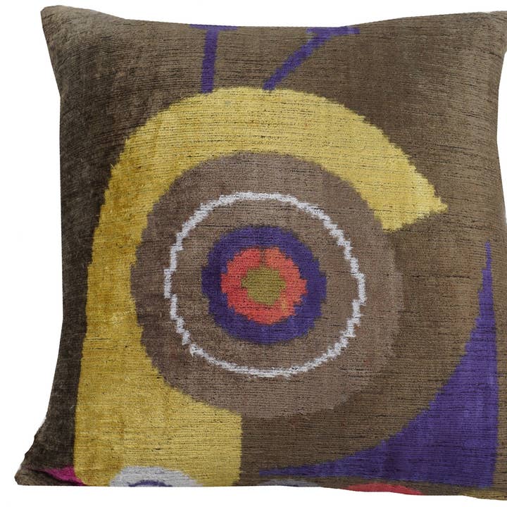 HANDMADE- IKAT SILK/VELVET PILLOWCASE 20"x20" for wholesale by MD Home