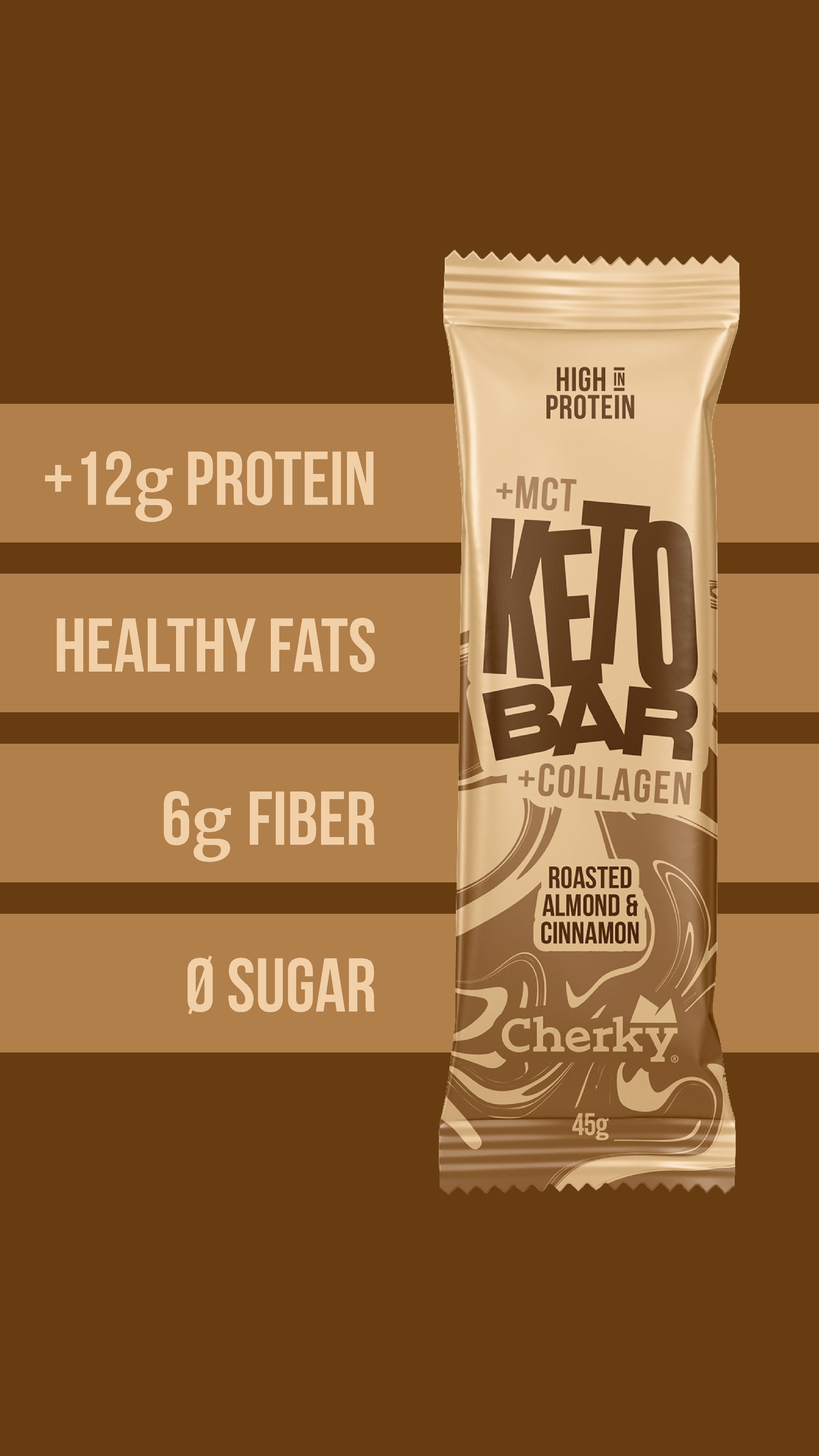 Cherky - Wholesale Snack Bar - KETO COLLAGEN BAR · ROASTED ALMOND & CINNAMON 45g1