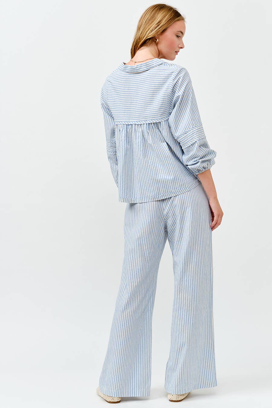 ILLA ILLA - Vente Pantalon – femme - Pantalon large en lin rayé1