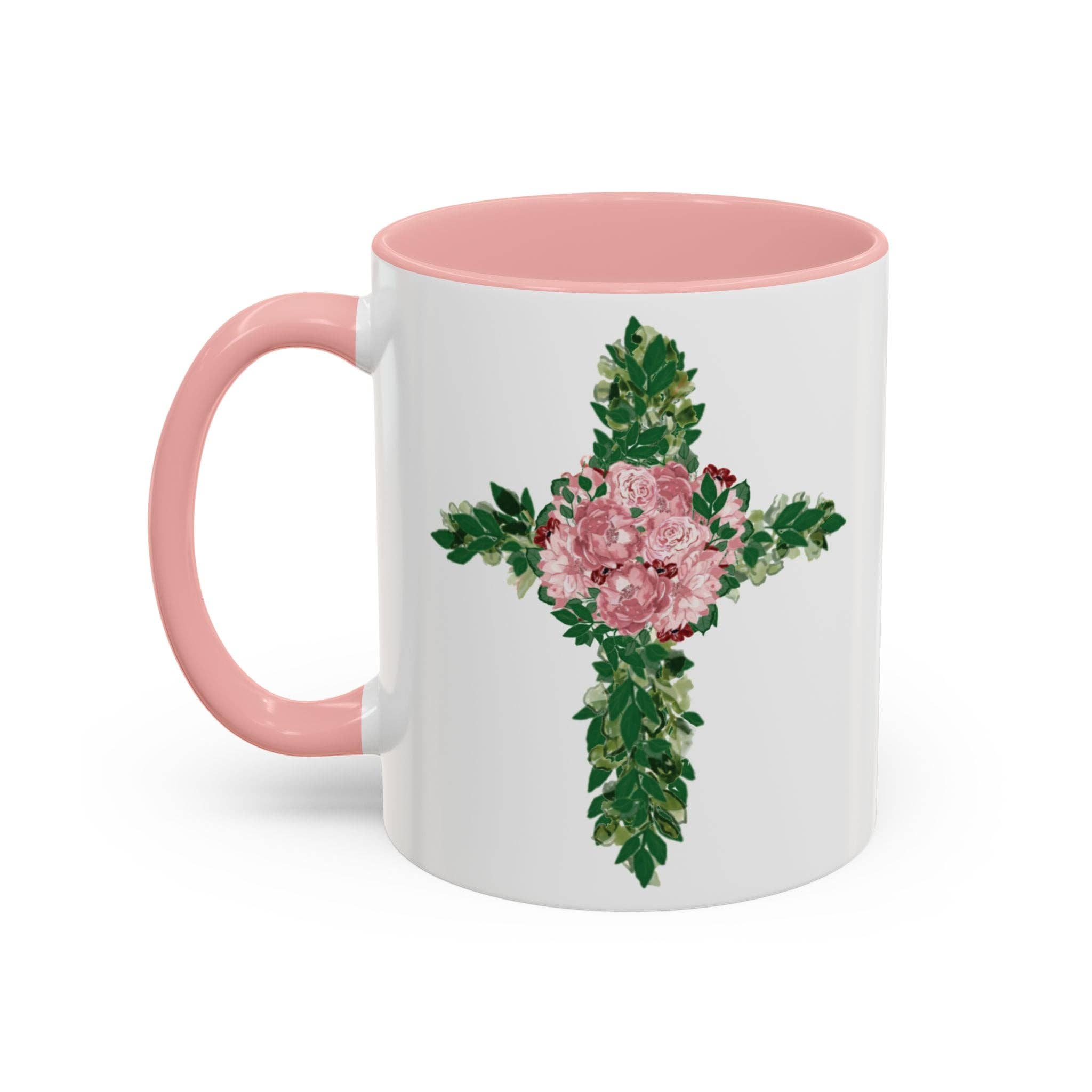 Blue Cava - Wholesale Coffee Mug - Floral Cross Two Tone  Coffee Mugs, 11 oz. 2