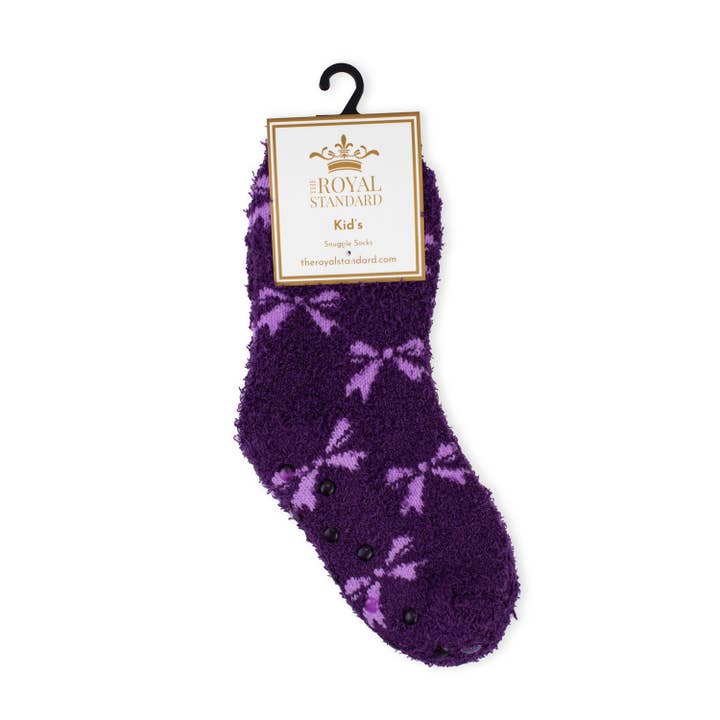Kid's Hannah Bow Snuggle Socks Purple -Asst. for wholesale by The Royal Standard