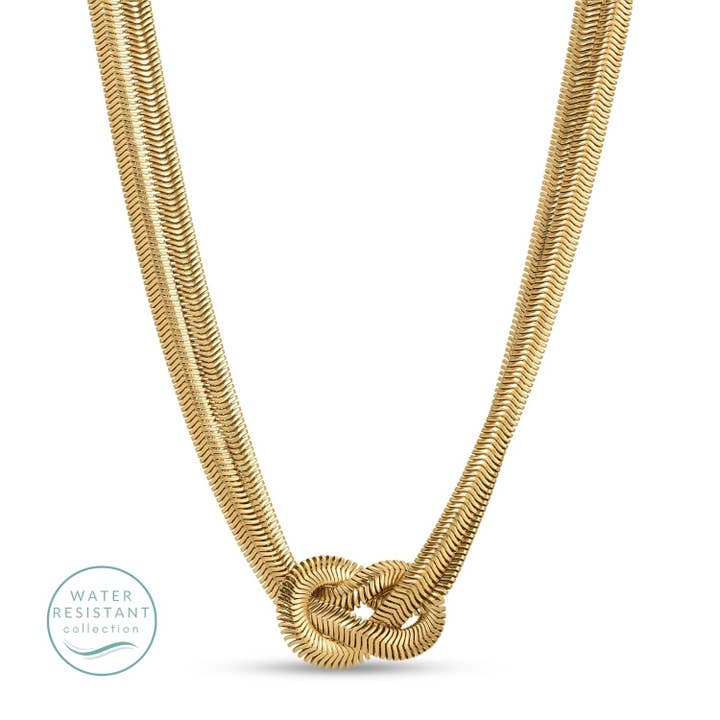 Splendid Iris - Wholesale Link & Chain Necklace - Flex Snake Chain with Knot, Water Resistant