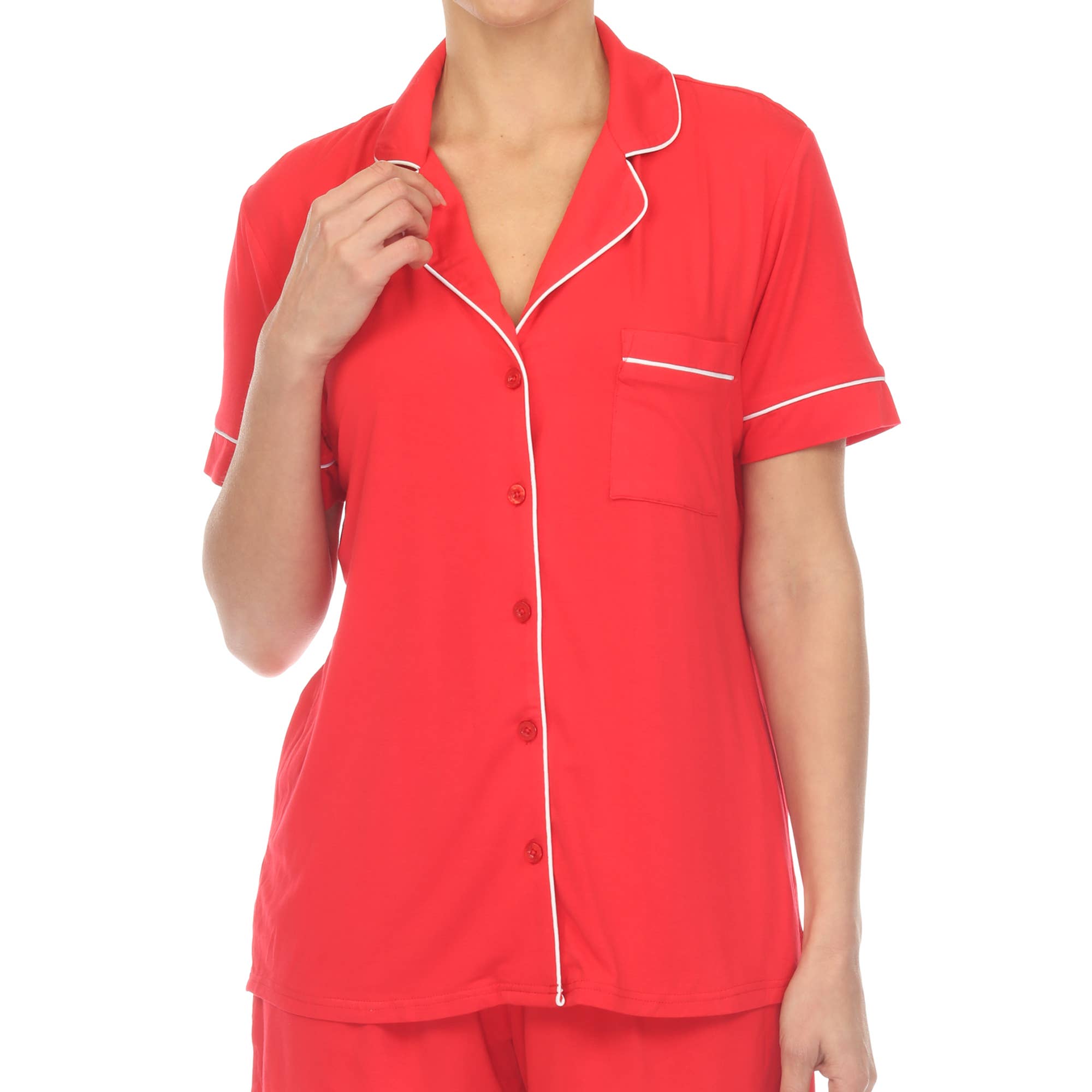 WHITE MARK - Vente Haut et bas de pyjama – femme - Ensemble de pyjama femme manches courtes en bambou14
